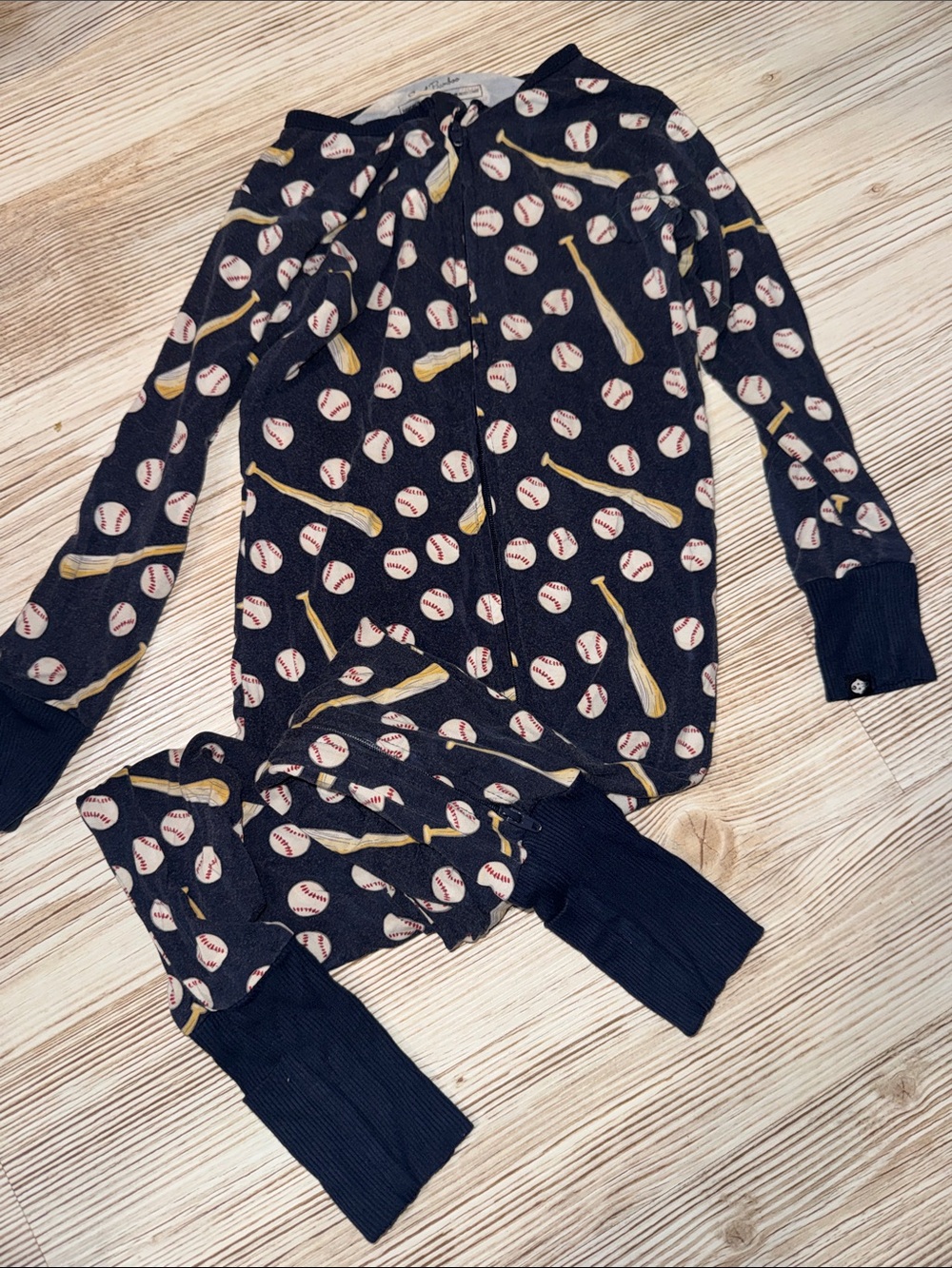 Children's Navy Baseball-Print Pajama Set